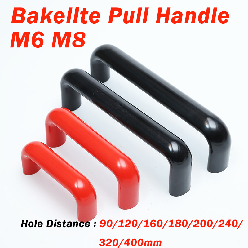 Furniture Hardware Black - Rood/zwart ovaal bakelieten handvat 90~400mm nylon