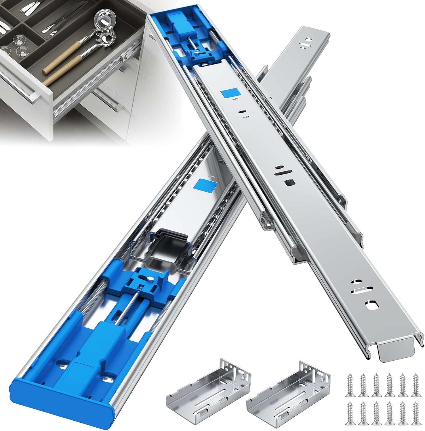 Drawer Slide Pair - 14 inch volledig uittrekbare soft-close ladegeleiders