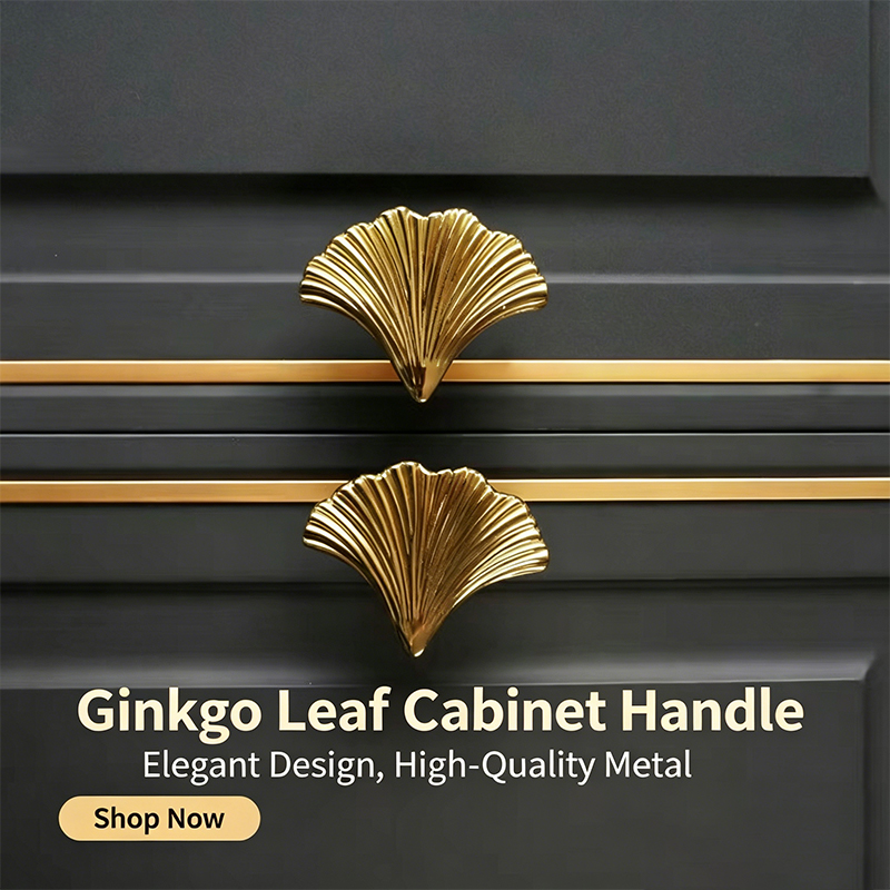 Drawer Pull Gold - Nordic Luxury Creative Ginkgo Leaf Single