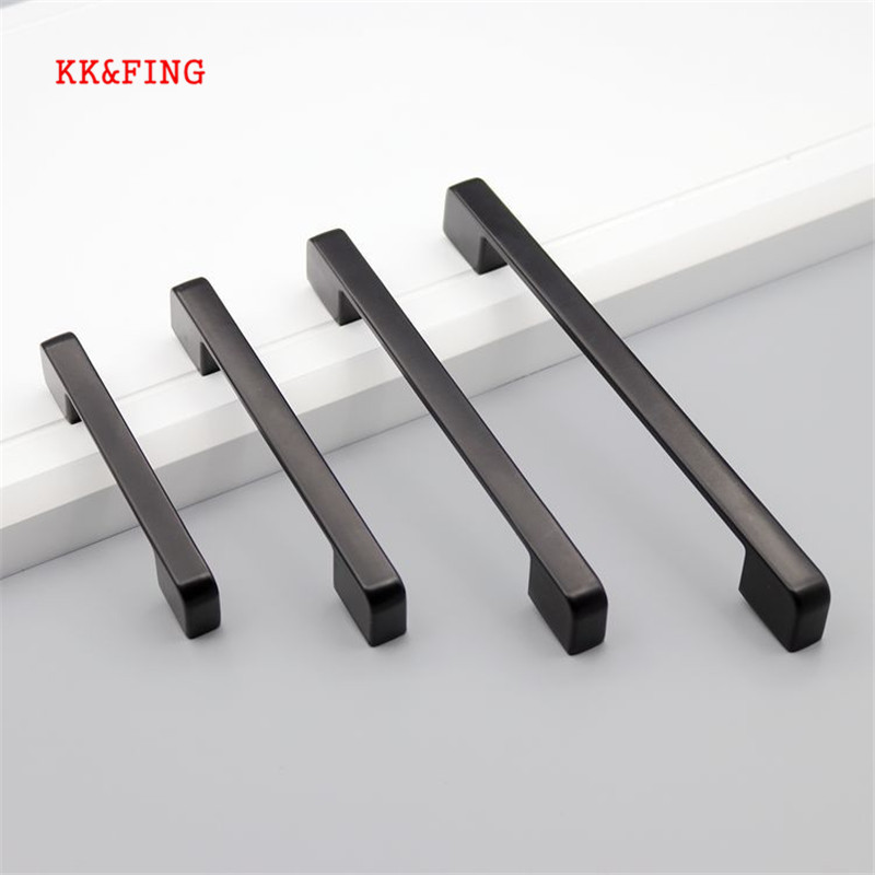Furniture Hardware Black - KK&FING Amerikaanse stijl zwarte aluminium kasthandvatten