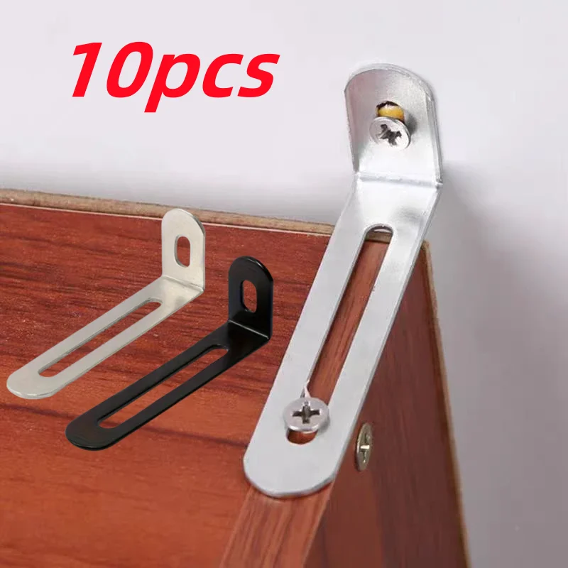 Furniture Hardware Black - 10 stuks L-vormige verstelbare hoekbeugels zwart