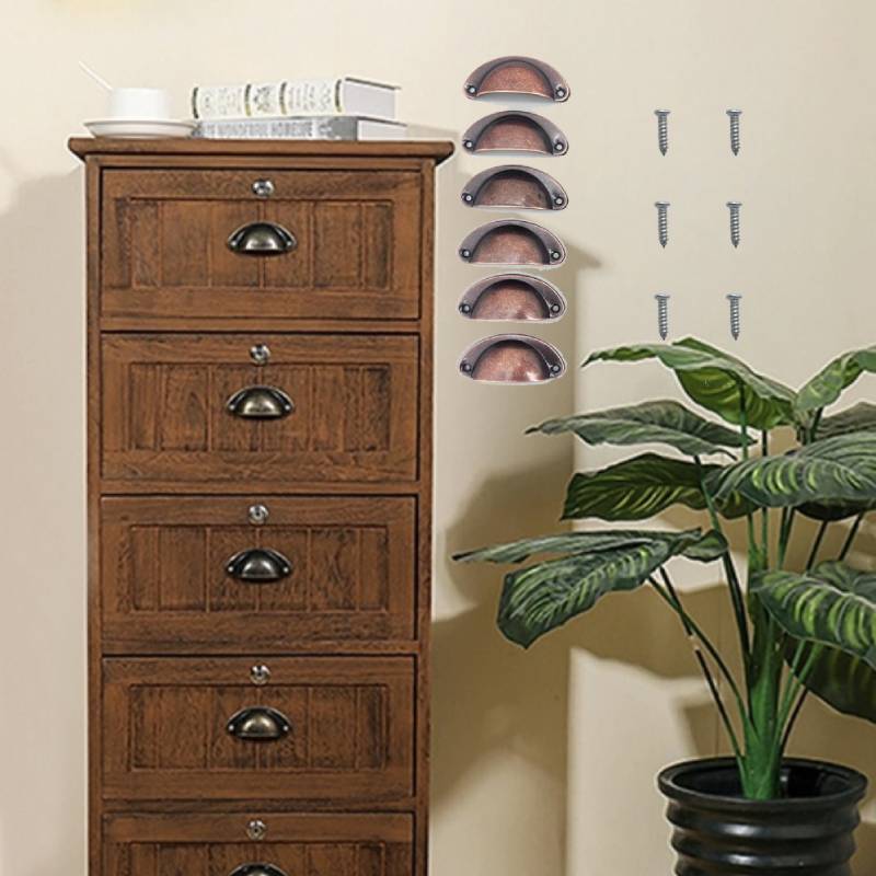 Furniture Hardware Items - 6 metalen handgrepen, ladeknoppen met gebogen