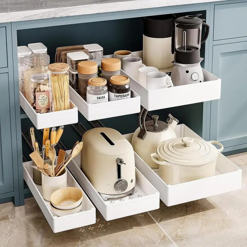 Drawer Slide Pair - 1-2 stks Keuken Organizer Uittrekbare Kast