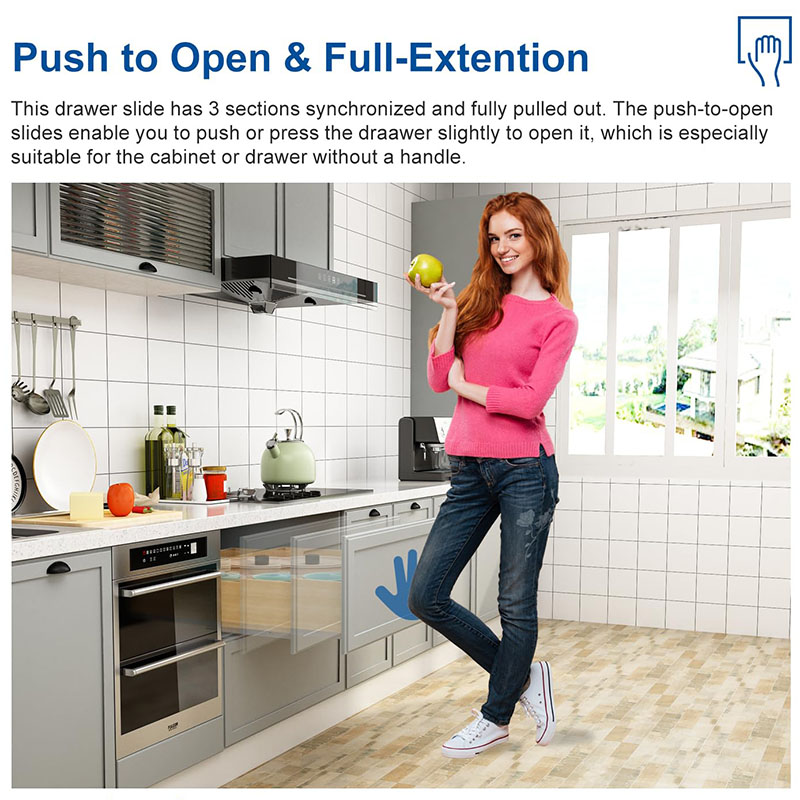 Push-to-open 1 paar onderbouw  - Drawer Slide Pair recensie en prijs