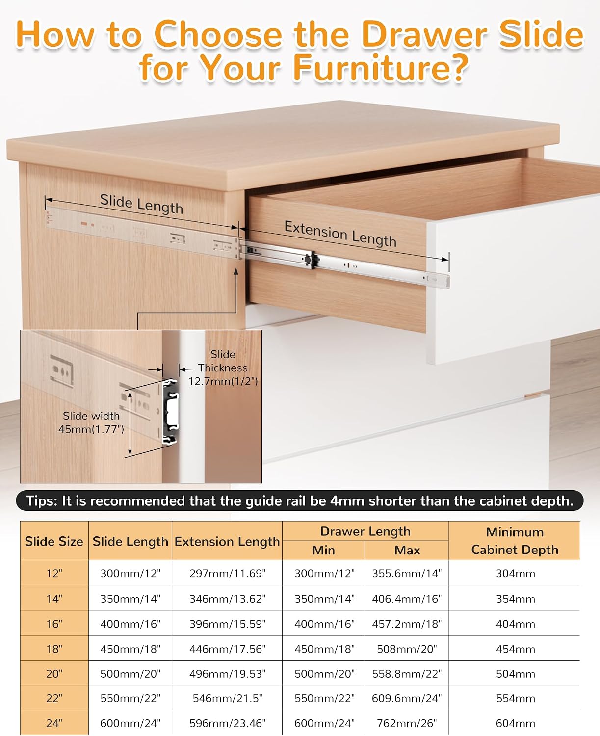 24 inch zijmontage soft-close  - Drawer Slide Pair recensie en prijs