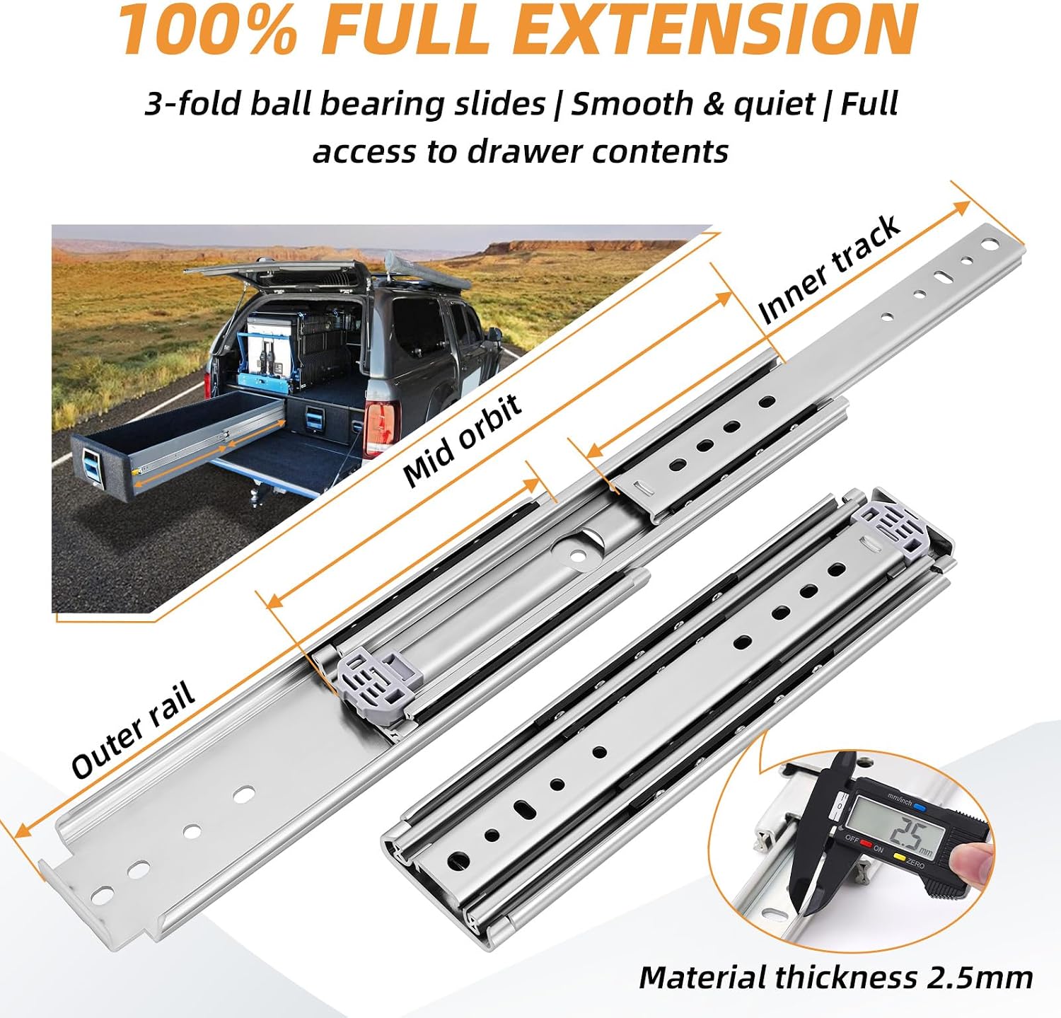 48 inch zware zijmontage ladeg - Drawer Slide Pair recensie en prijs